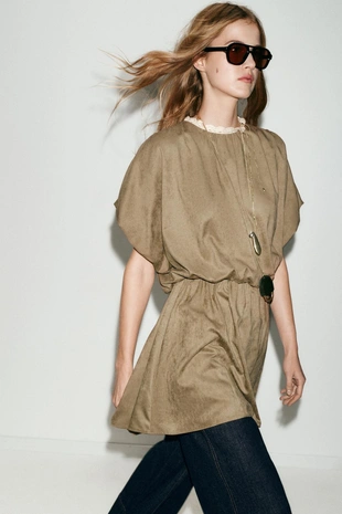 Короткое платье из искусственной замши- Заказать в России