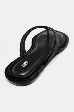 Бархатные сандалии на плоской подошве- Заказать в России