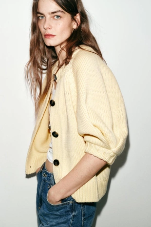 Кардиган с объемными рукавами- Заказать в России