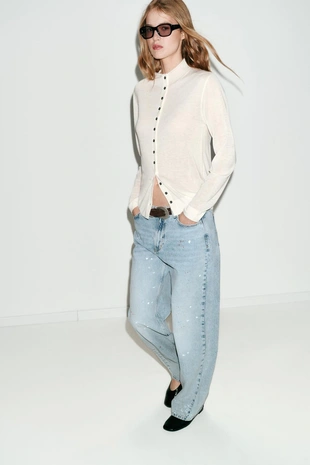 Джинсы Z1975 LOOSE со средней посадкой с эффектом краски- Заказать в России