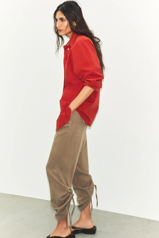 Струящиеся брюки со сборками- Заказать в России