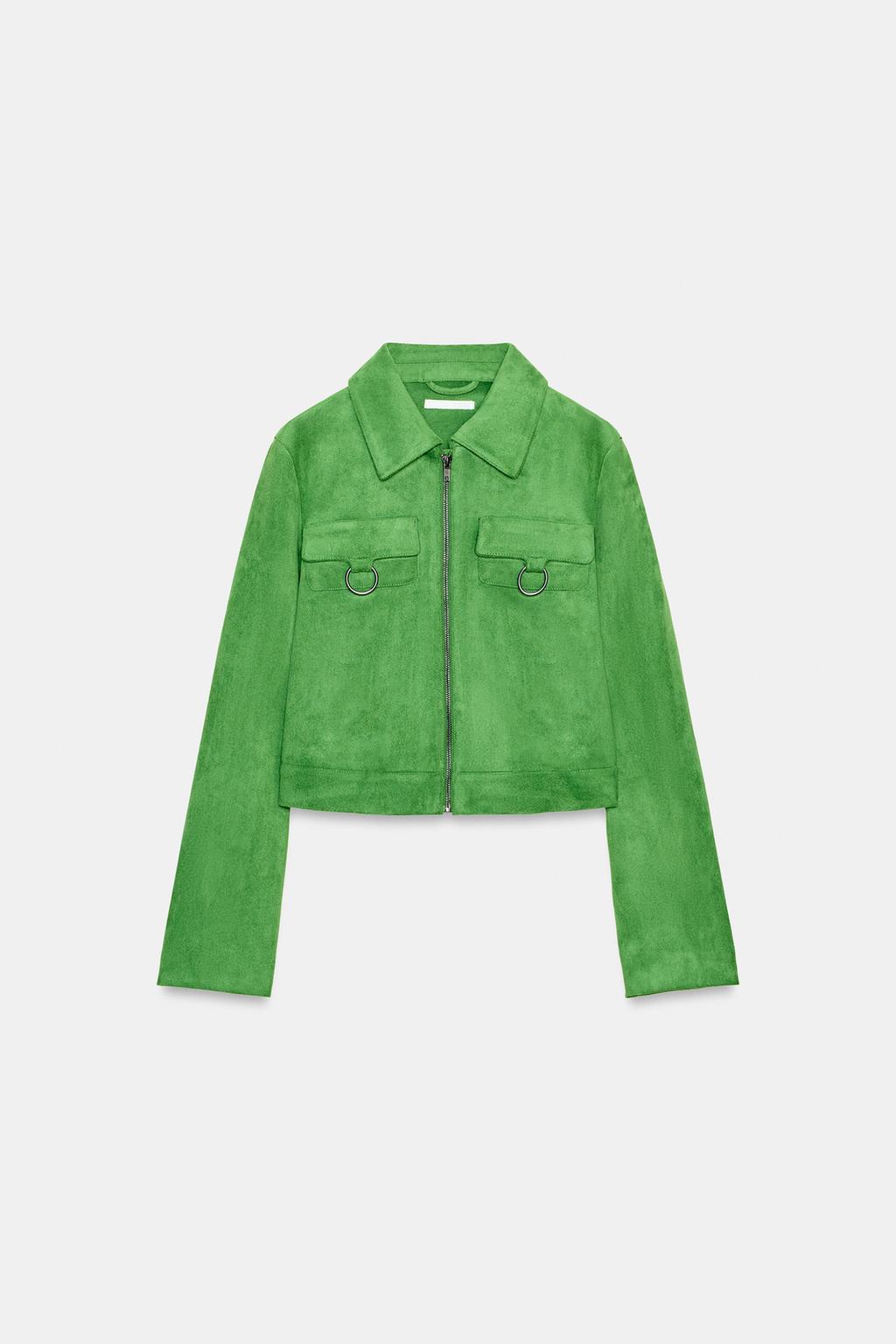 УКОРОЧЕННАЯ КУРТКА ИЗ ИСКУССТВЕННОЙ ЗАМШИ