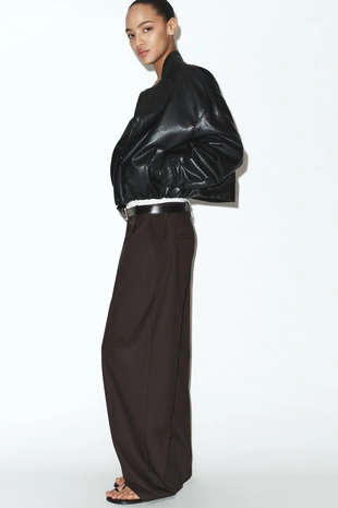 Стеганый бомбер из искусственной кожи- Заказать в России