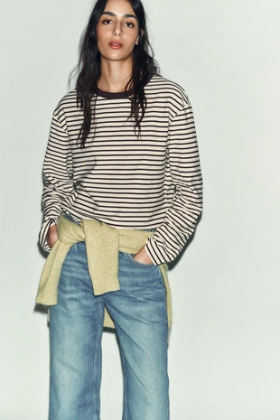 Футболка в полоску с длинными рукавами- Заказать в России