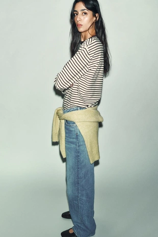 Футболка в полоску с длинными рукавами- Заказать в России