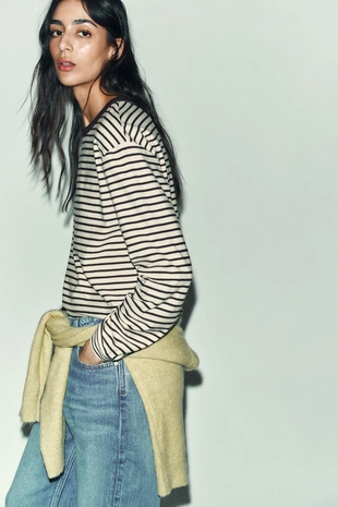 Футболка в полоску с длинными рукавами- Заказать в России