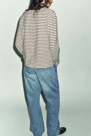 Футболка в полоску с длинными рукавами- Заказать в России