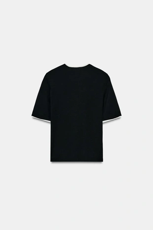 Футболка с надписью и контрастной отделкой- Заказать в России