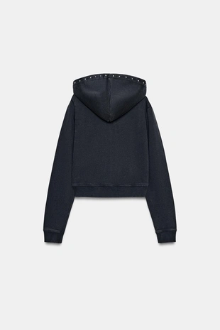 Толстовка из флиса с эффектом потертости и заклепками- Заказать в России