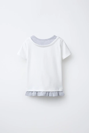 Футболка с двойным воротником и вышитой звездой- Заказать в России