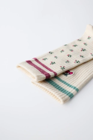 Набор из двух пар высоких носков с цветочным узором и полосками- Заказать в России