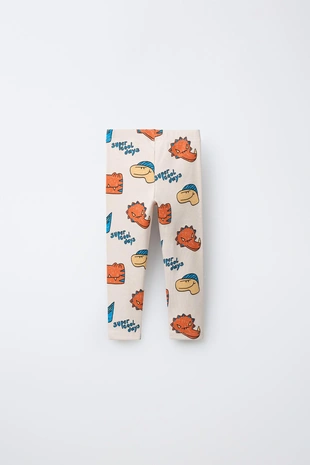 Легинсы в рубчик с анималистичным принтом