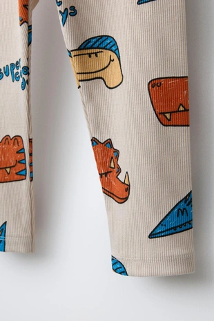 Легинсы в рубчик с анималистичным принтом