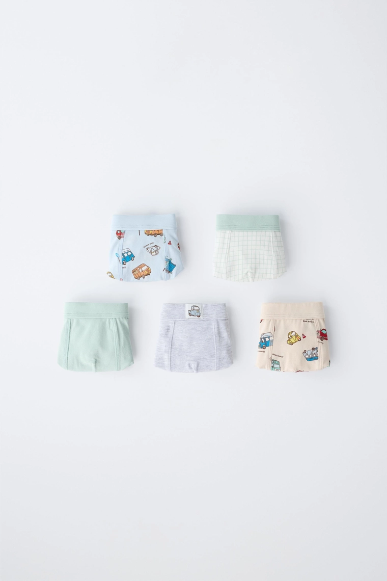 Пятерка трусов с автомобилями для детей 2-6 лет