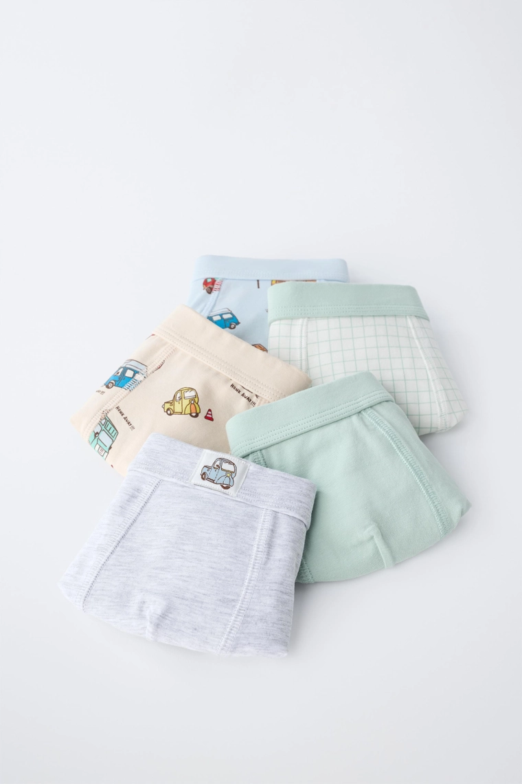 Пятерка трусов с автомобилями для детей 2-6 лет