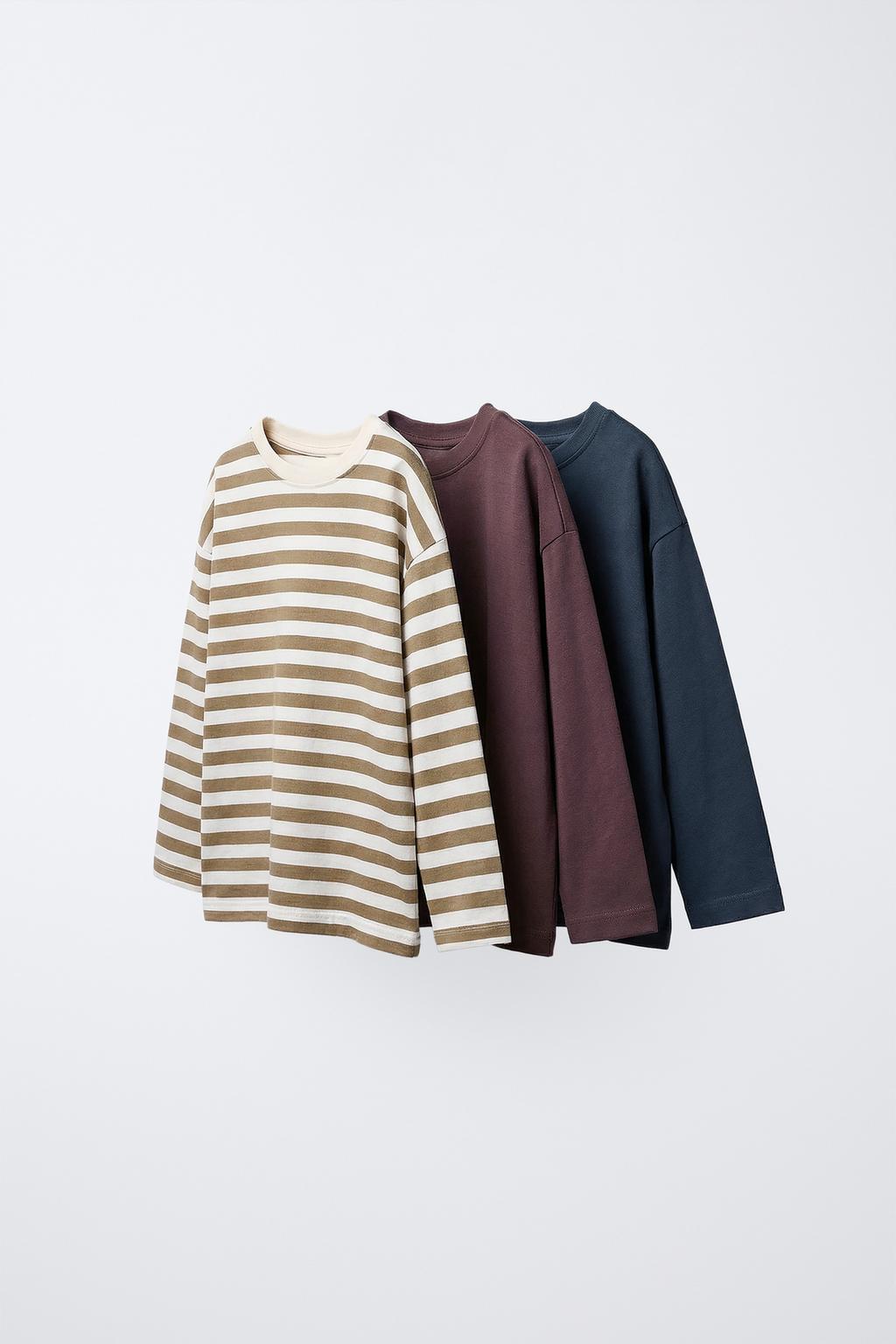 НАБОР ИЗ ТРЕХ ФУТБОЛОК В ПОЛОСКУ И ОДНОТОННЫХ