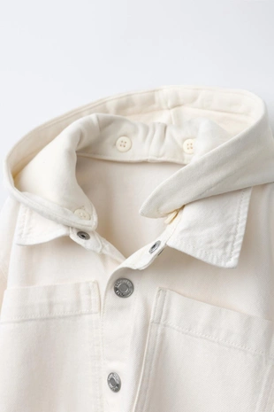 Куртка-рубашка из саржи со съемным капюшоном- Заказать в России