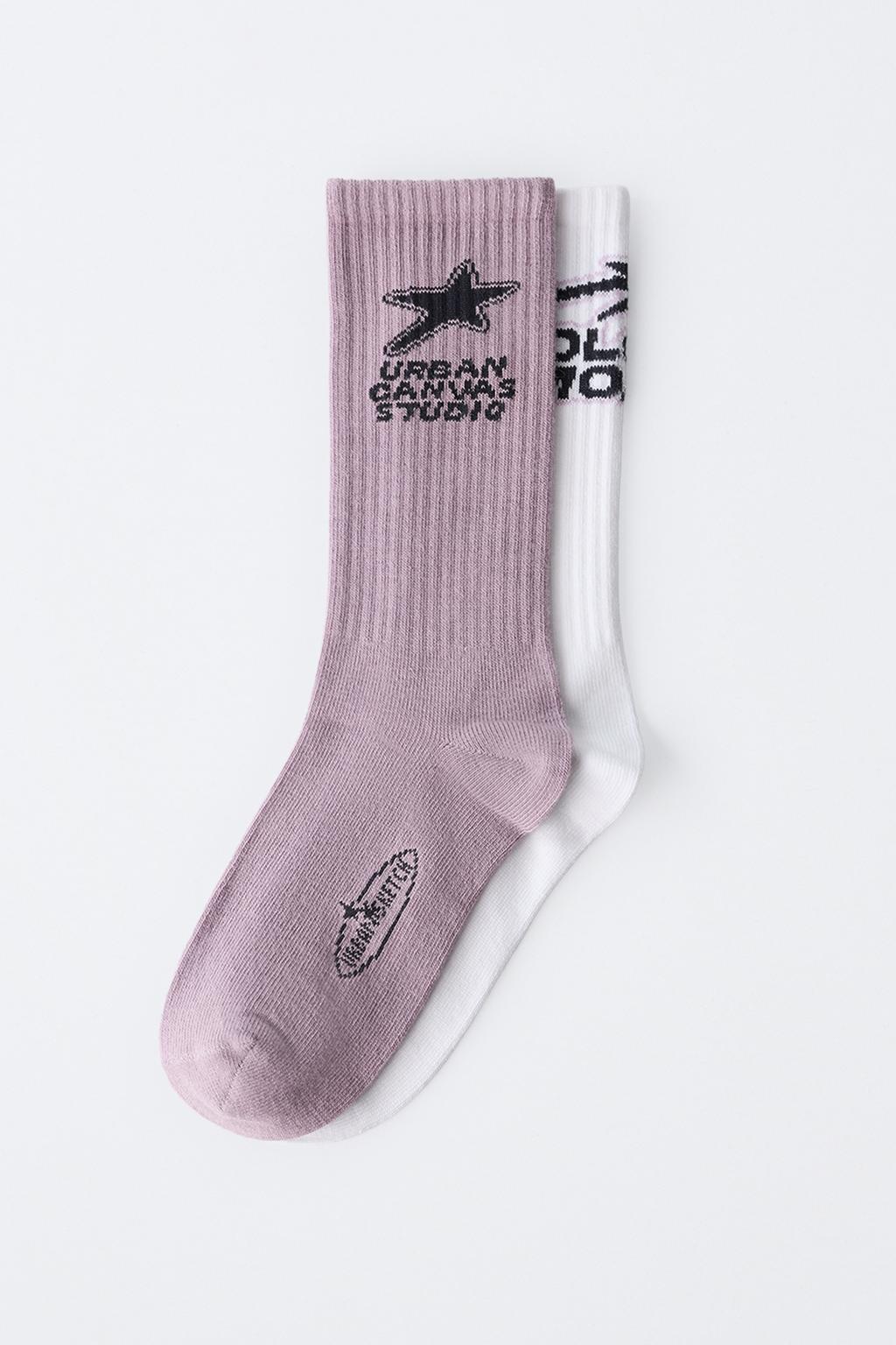 НАБОР ИЗ ДВУХ ПАР ВЫСОКИХ НОСКОВ С ПРИНТОМ