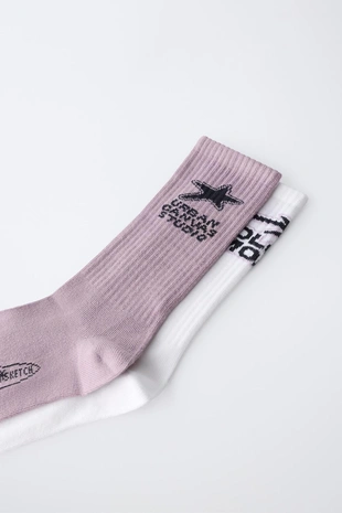 Набор из двух пар высоких носков с принтом- Заказать в России