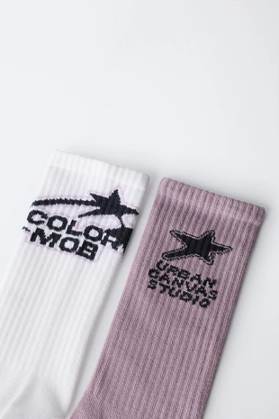 Набор из двух пар высоких носков с принтом- Заказать в России