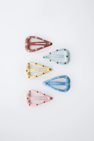 Набор из пяти заколок для волос «сердца в горошек»- Заказать в России