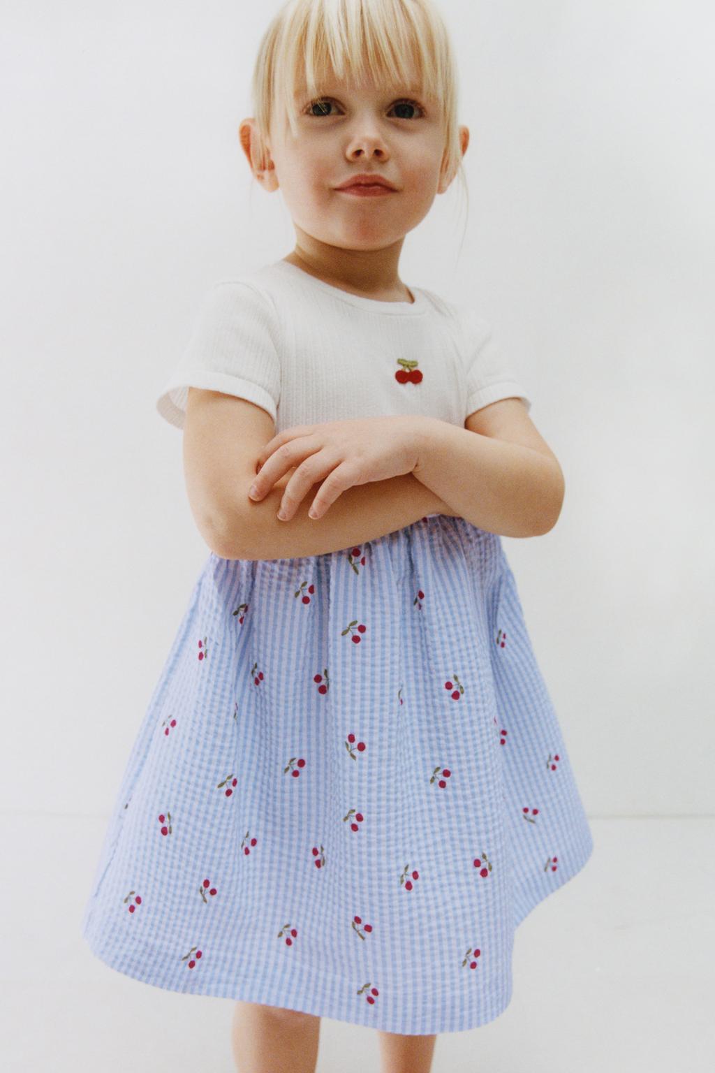 КОМБИНИРОВАННОЕ ПЛАТЬЕ ИЗ ЖАТОЙ ТКАНИ С ПРИНТОМ