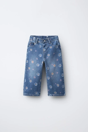 Джинсы-кюлоты с цветочным принтом- Заказать в России