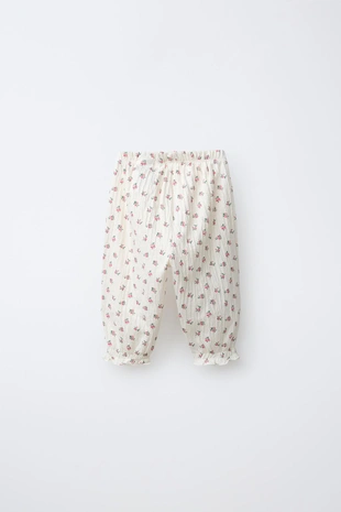 Брюки с цветочным принтом и текстурой- Заказать в России