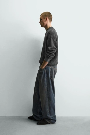 Свитер в рубчик с эффектом потертости- Заказать в России