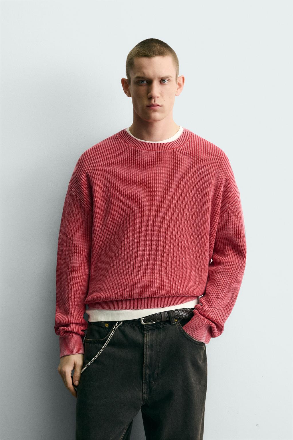 СВИТЕР В РУБЧИК С ЭФФЕКТОМ ПОТЕРТОСТИ