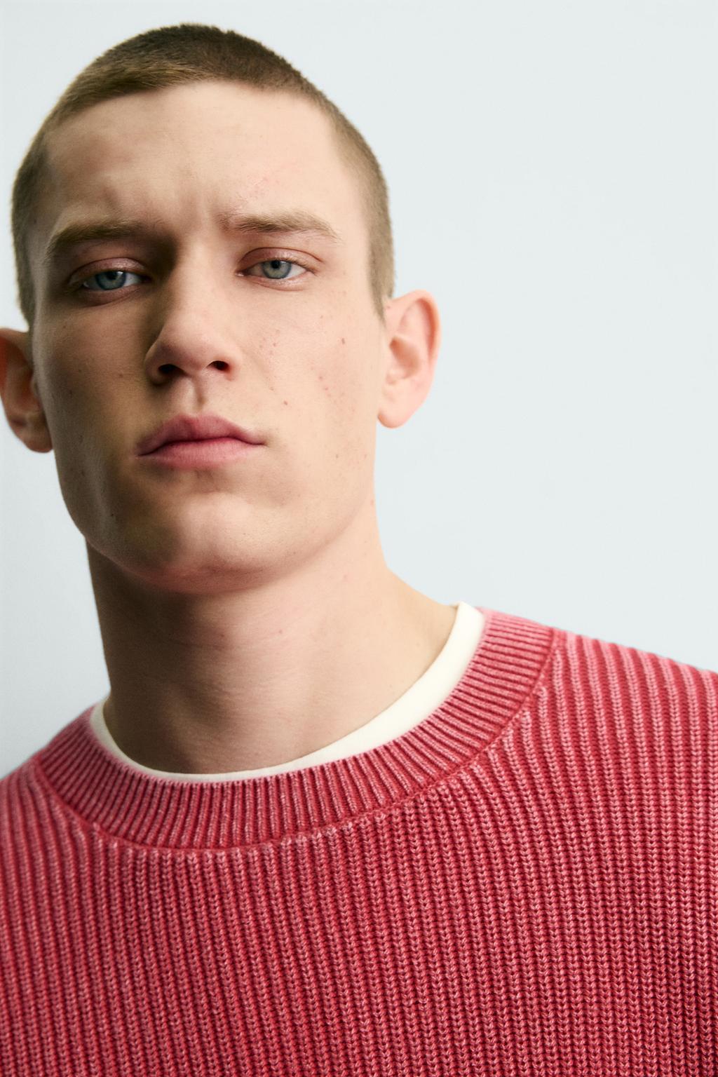 СВИТЕР В РУБЧИК С ЭФФЕКТОМ ПОТЕРТОСТИ