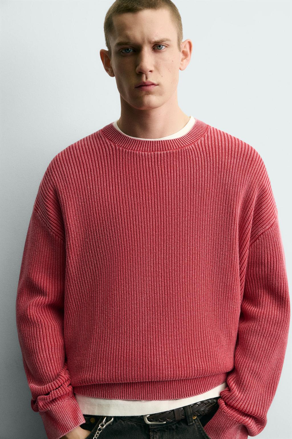 СВИТЕР В РУБЧИК С ЭФФЕКТОМ ПОТЕРТОСТИ