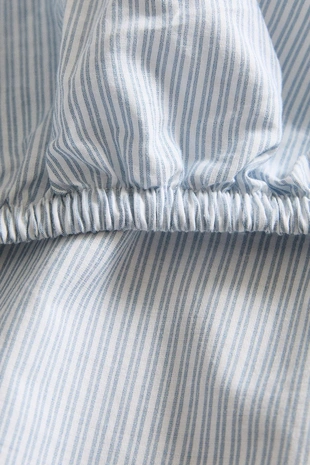 Детский приталенный хлопковый простынный комплект в полоску- Заказать в России