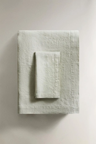 Расплывчатая скатерть из мятого льна- Заказать в России