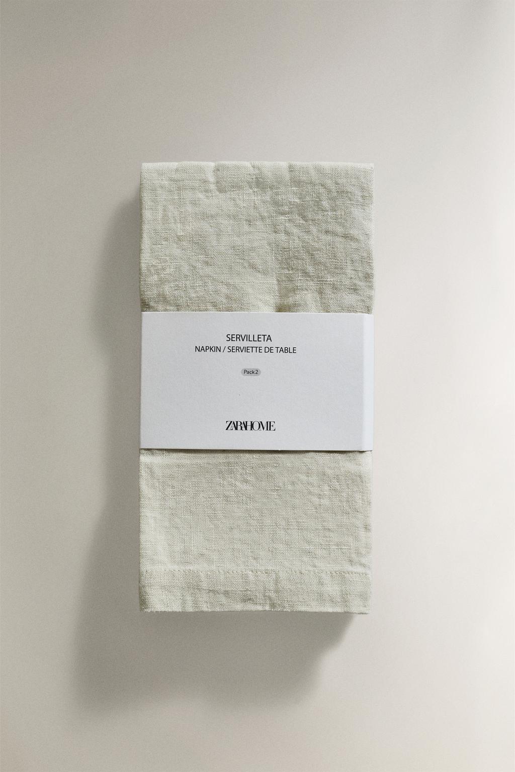 Набор из двух льняных салфеток с мятным оттенком
