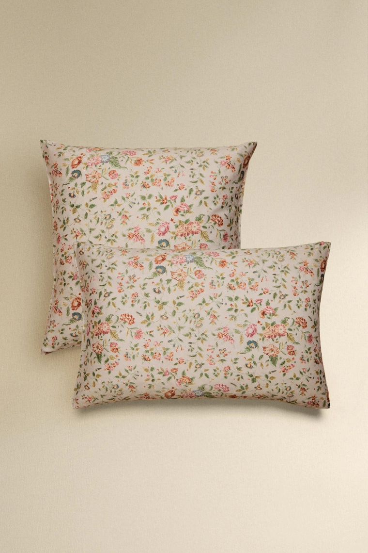 Наволочка из шелка с принтом цветов 300 нитей