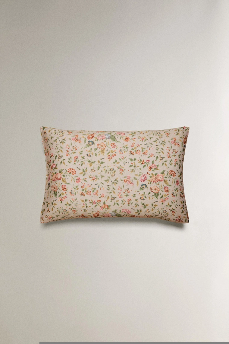 Наволочка из шелка с принтом цветов 300 нитей