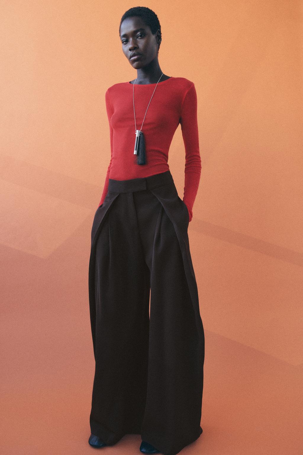 БРЮКИ WIDE LEG С ЗАЩИПАМИ — ZW COLLECTION