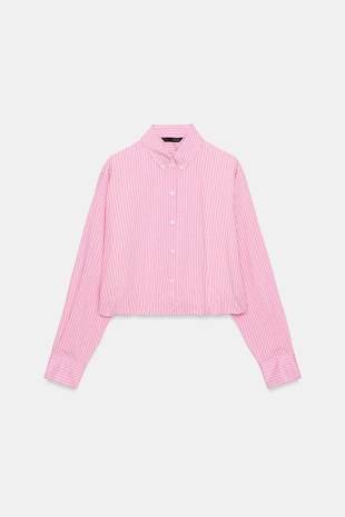 Рубашка из поплина в полоску с рукавами-буфф- Заказать в России