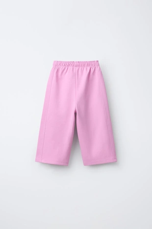 Брюки WIDE LEG из ткани интерлок с рельефной надписью