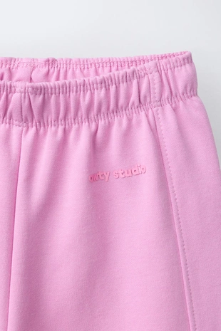 Брюки WIDE LEG из ткани интерлок с рельефной надписью