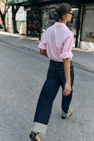 Джинсы Z1975 BARREL со средней посадкой и отворотами- Заказать в России