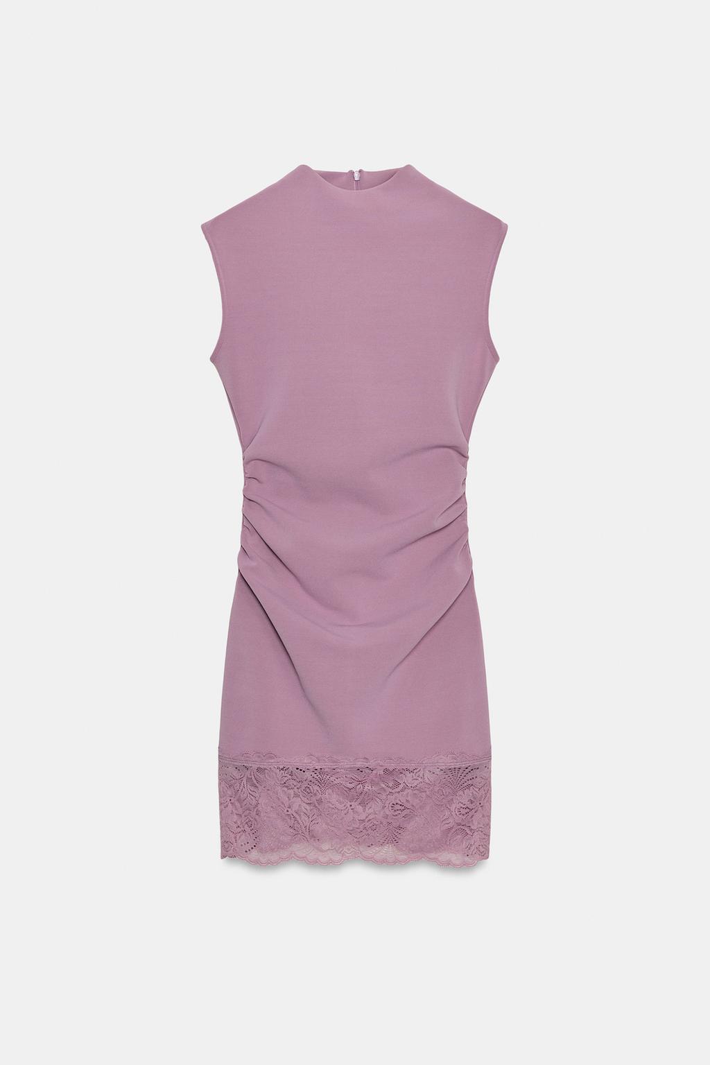КОРОТКОЕ ПЛАТЬЕ ИЗ ЭЛАСТИЧНОЙ ТКАНИ С КРУЖЕВОМ