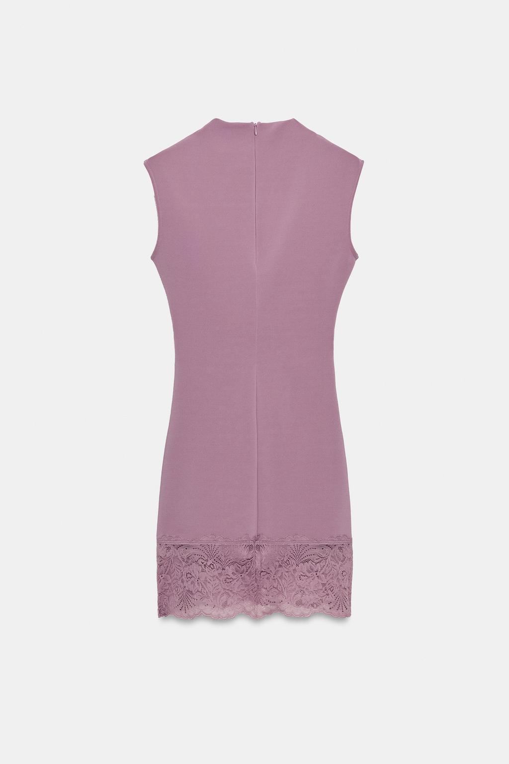 КОРОТКОЕ ПЛАТЬЕ ИЗ ЭЛАСТИЧНОЙ ТКАНИ С КРУЖЕВОМ
