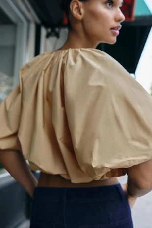 Укороченный топ-баллон из поплина- Заказать в России