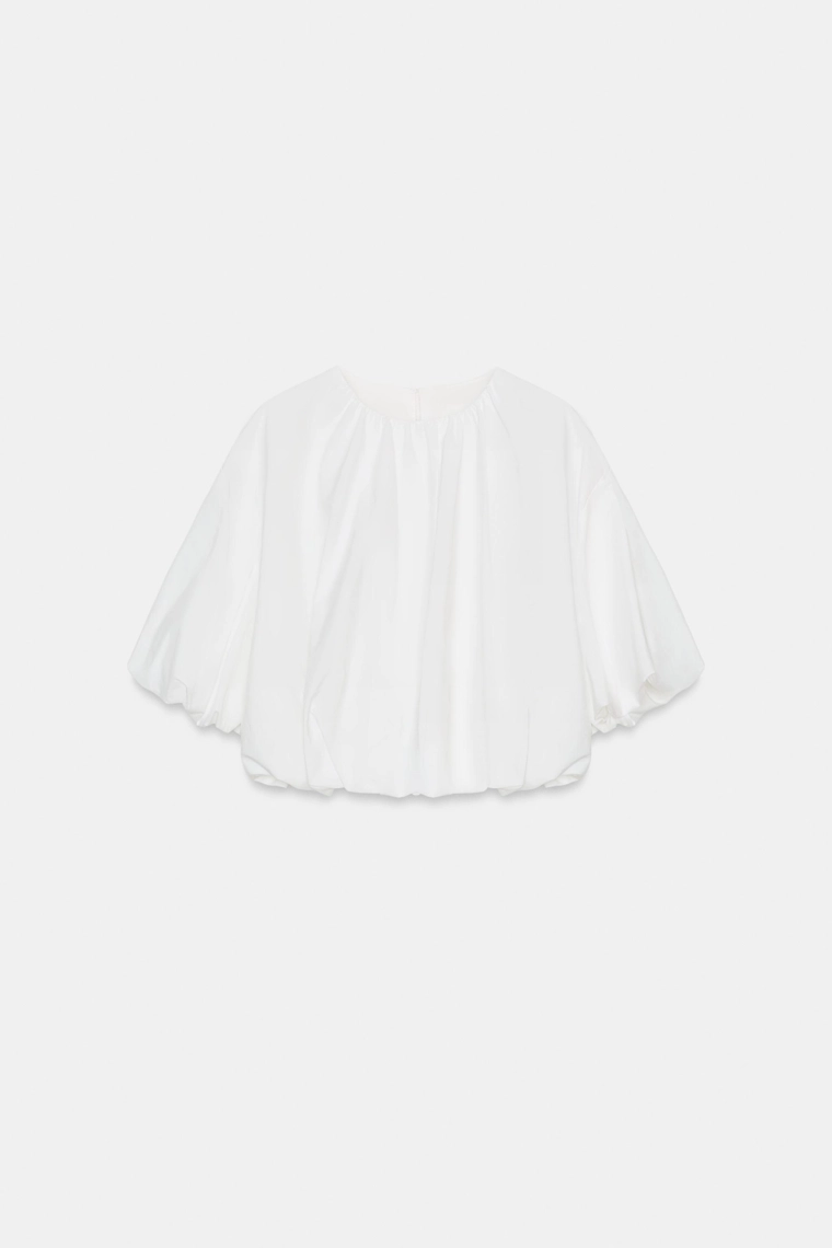 Топ с рукавами летучая мышь из поплина