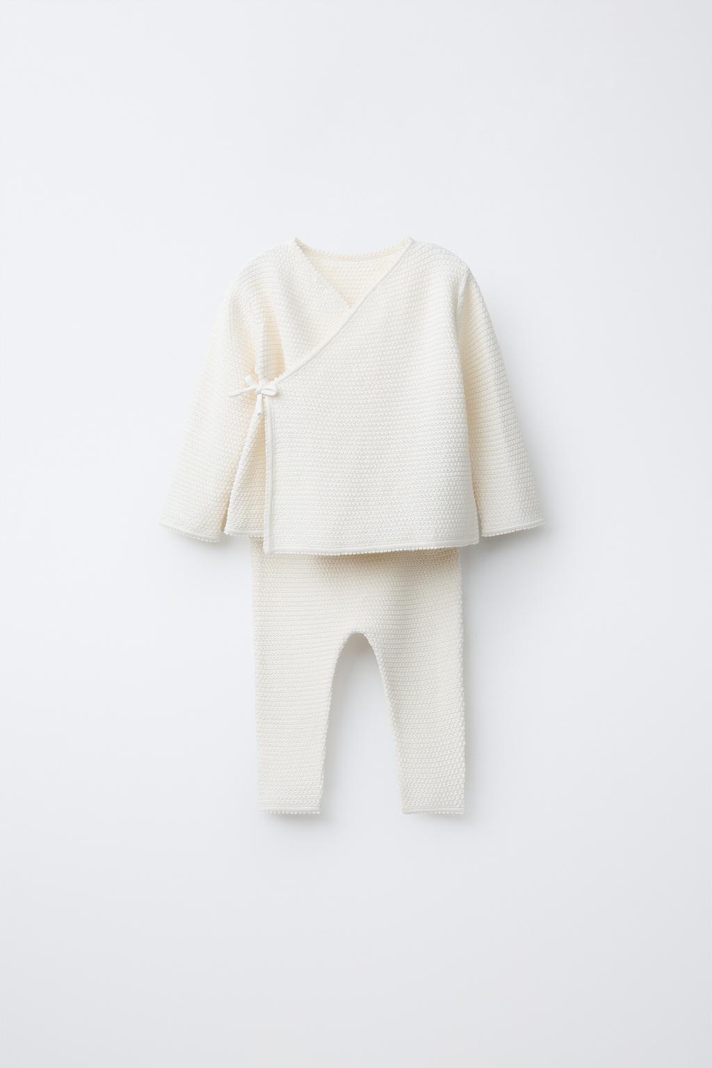 КОМПЛЕКТ ИЗ ФУТБОЛКИ И БРЮК ИЗ ХЛОПКА И ШЕЛКА С ТЕКСТУРОЙ