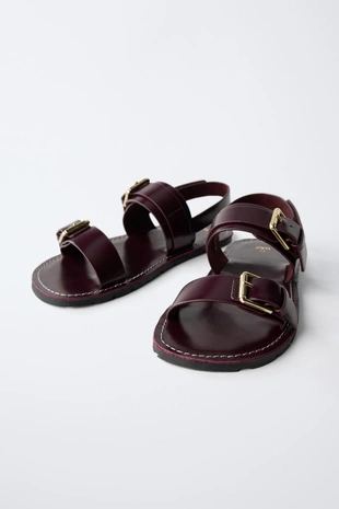 Кожаные сандалии с пряжками- Заказать в России