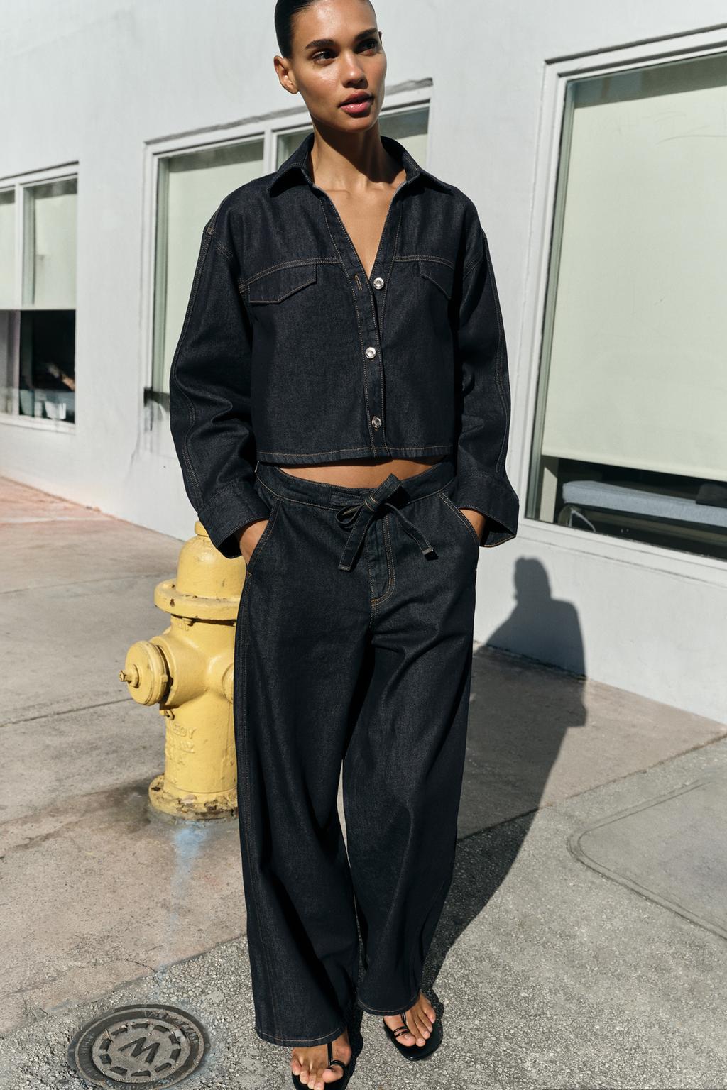 УКОРОЧЕННАЯ ДЖИНСОВАЯ РУБАШКА Z1975 С КЛАПАНАМИ