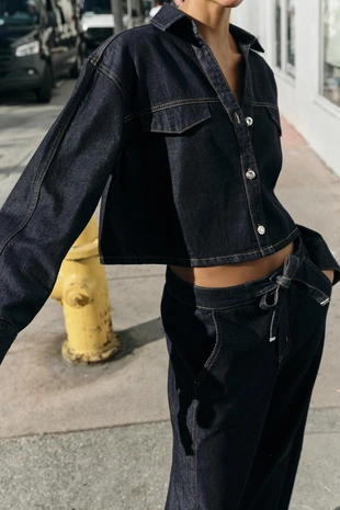 Укороченная джинсовая рубашка Z1975 с клапанами- Заказать в России